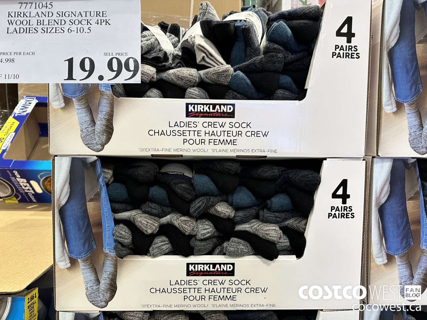 7771045 KIRKLAND SIGNATURE WOOL BLEND SOCK 4PK LADIES SIZES 6-10.5 $19.99