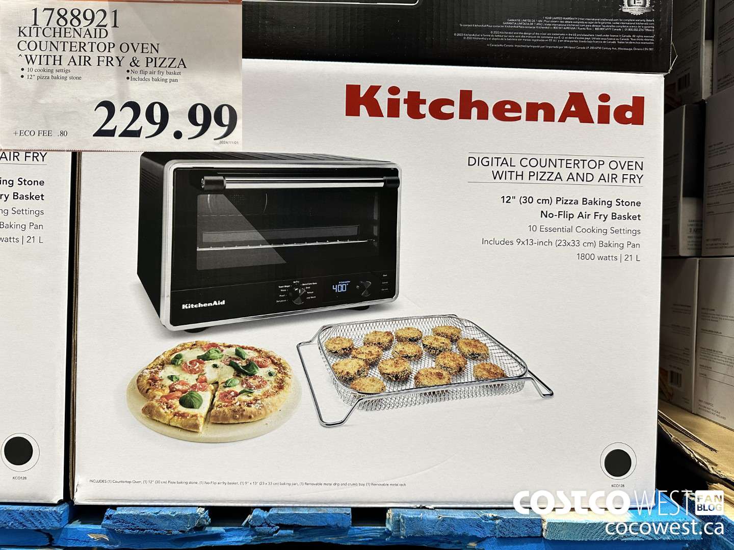1788921 KITCHENAID COUNTERTOP OVEN WITH AIR FRY & PIZZA $229.99