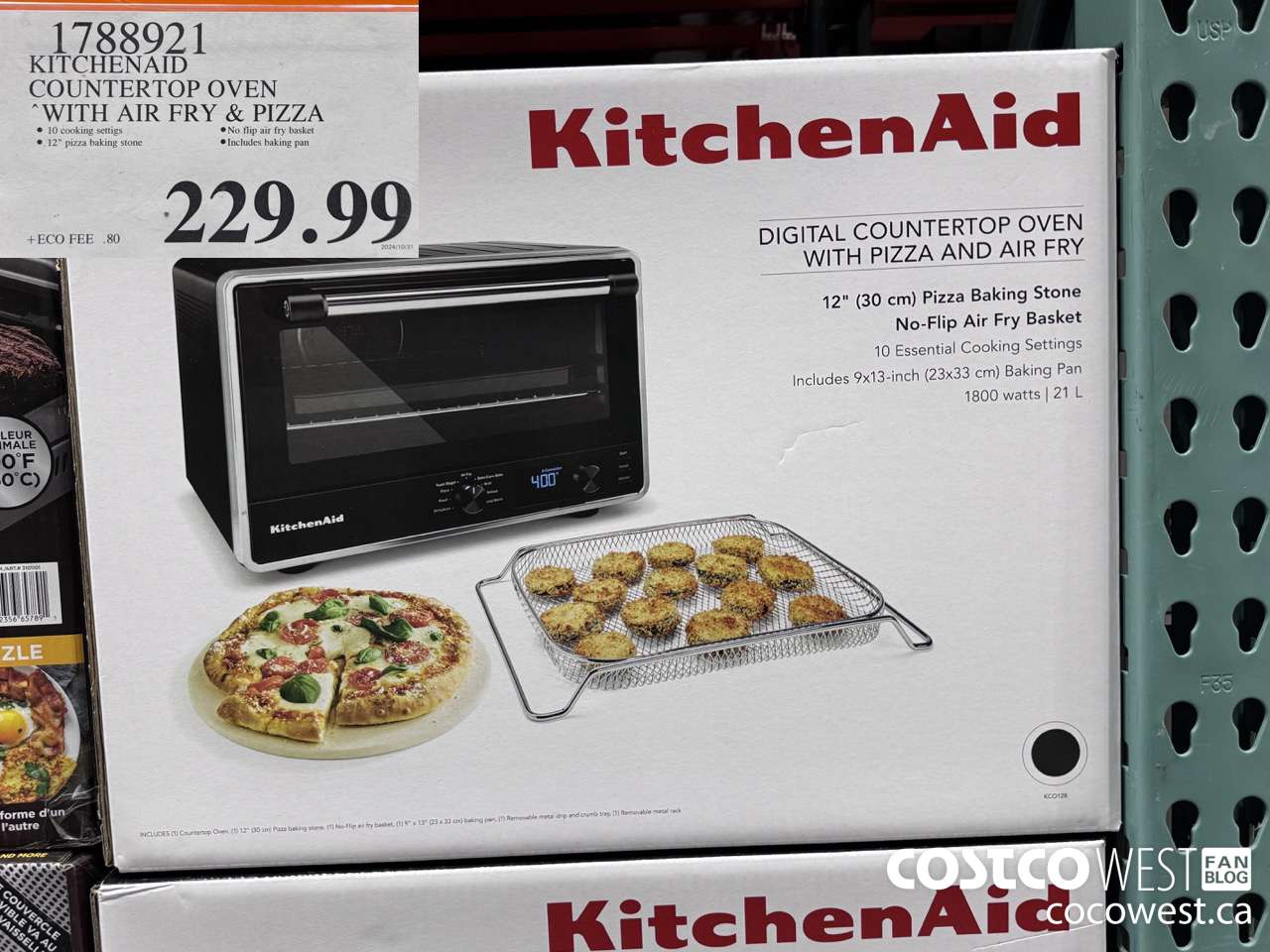 1788921 KITCHENAID COUNTERTOP OVEN WITH AIR FRY & PIZZA $229.99