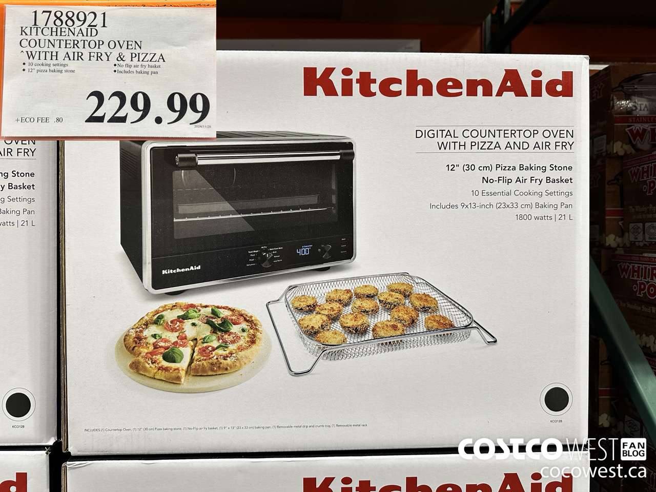 1788921 KITCHENAID COUNTERTOP OVEN WITH AIR FRY & PIZZA $229.99
