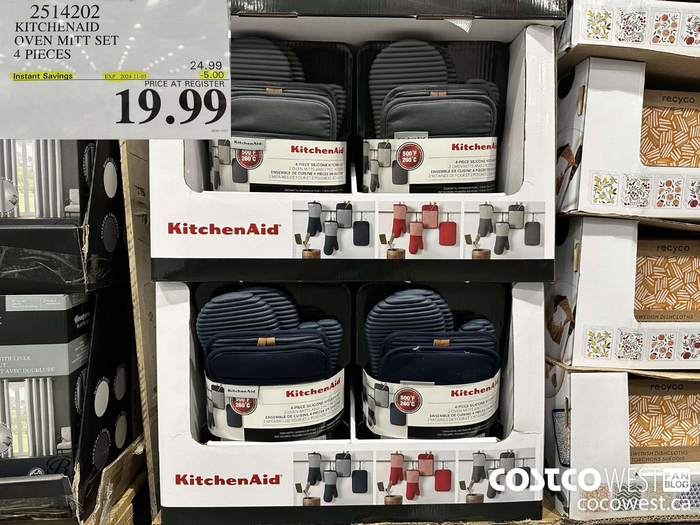 2514202 KITCHENAID OVEN MITT SET 4 PIECES ($5.00 INSTANT SAVINGS EXPIRES ON 2024-11-03) $19.99