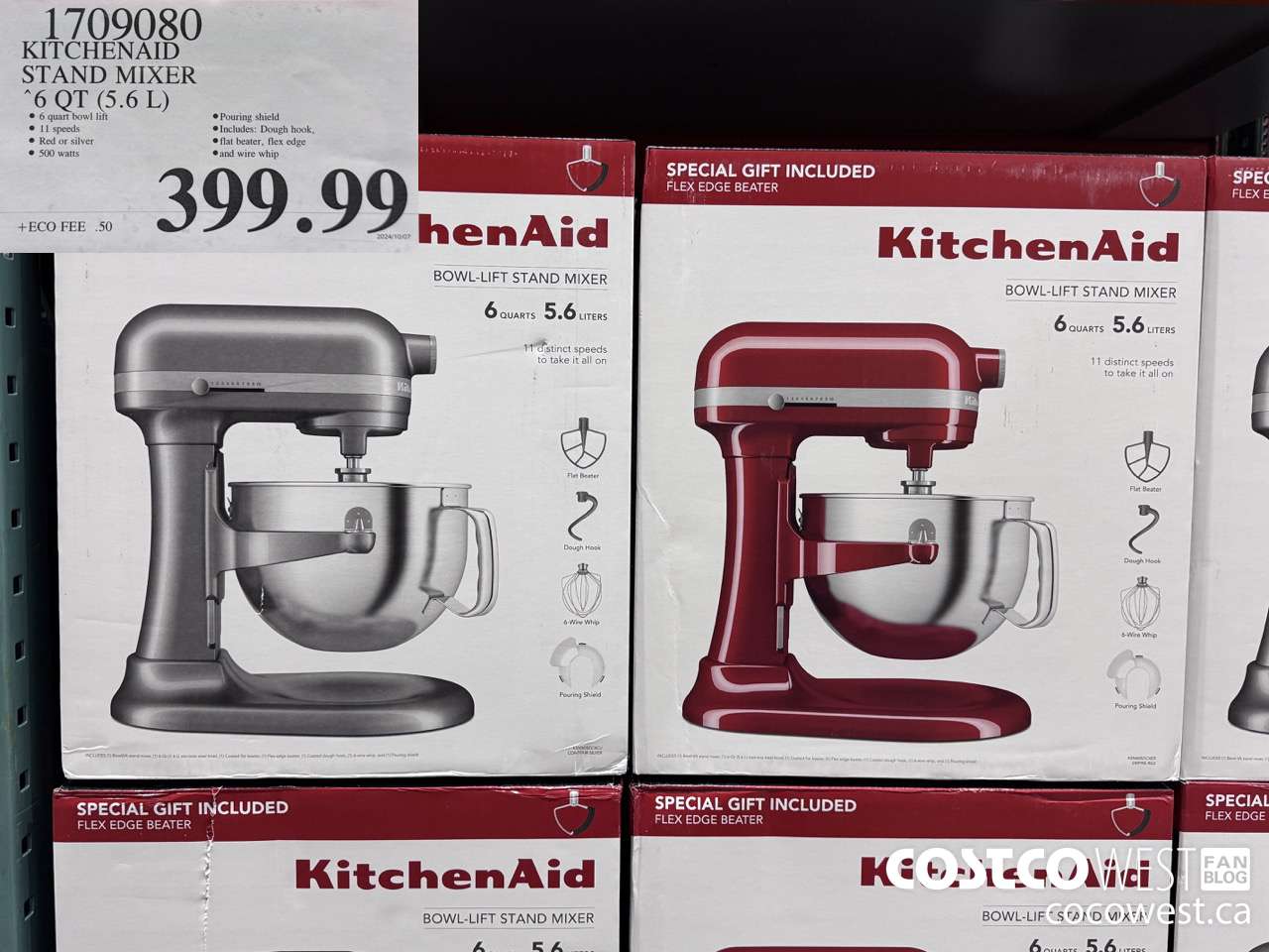 1709080 KITCHENAID STAND MIXER 6QT (5.6L) $399.99