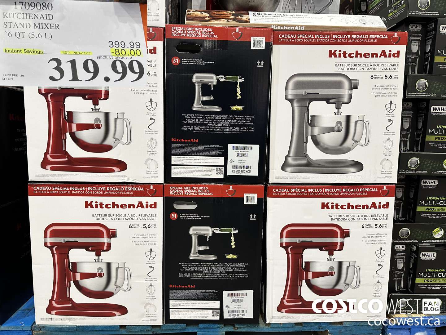 1709080 KITCHENAID STAND MIXER 6QT (5.6L) ($80.00 INSTANT SAVINGS EXPIRES ON 2024-11-17) $319.99