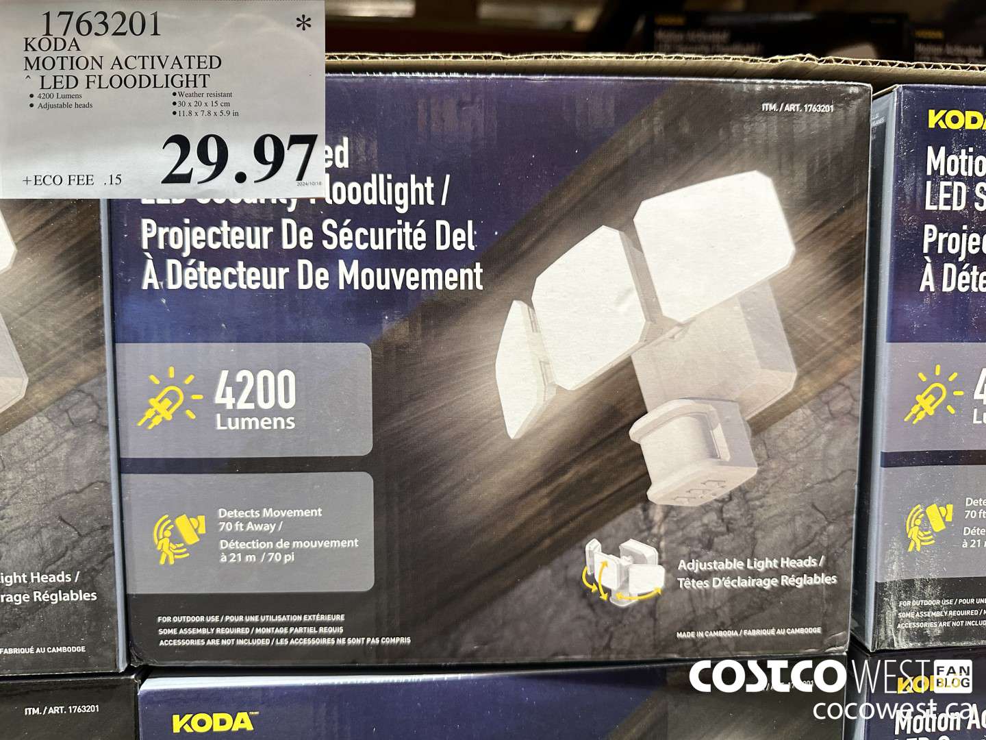 1763201 KODA MOTION ACTIVATED LED FLOODLIGHT $29.97