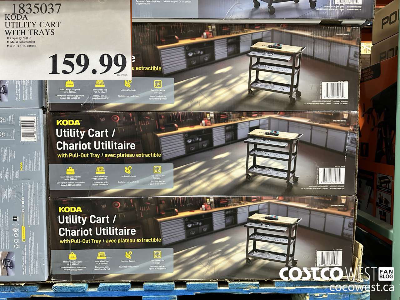 1835037 KODA UTILITY CART WITH TRAYS $159.99