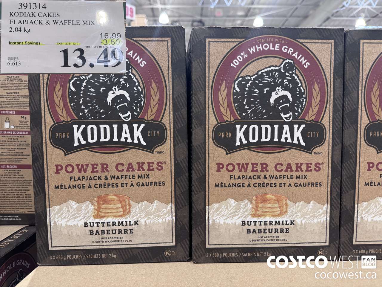 391314 KODIAK PANCAKE & WAFFLE MIX 2.04KG ($3.50 INSTANT SAVINGS EXPIRES ON 2024-12-01) $13.49