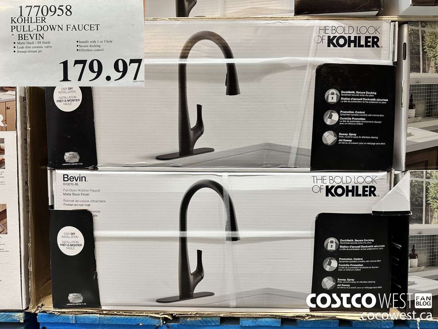 1770958 KOHLER PULL-DOWN FAUCET BEVIN $179.97