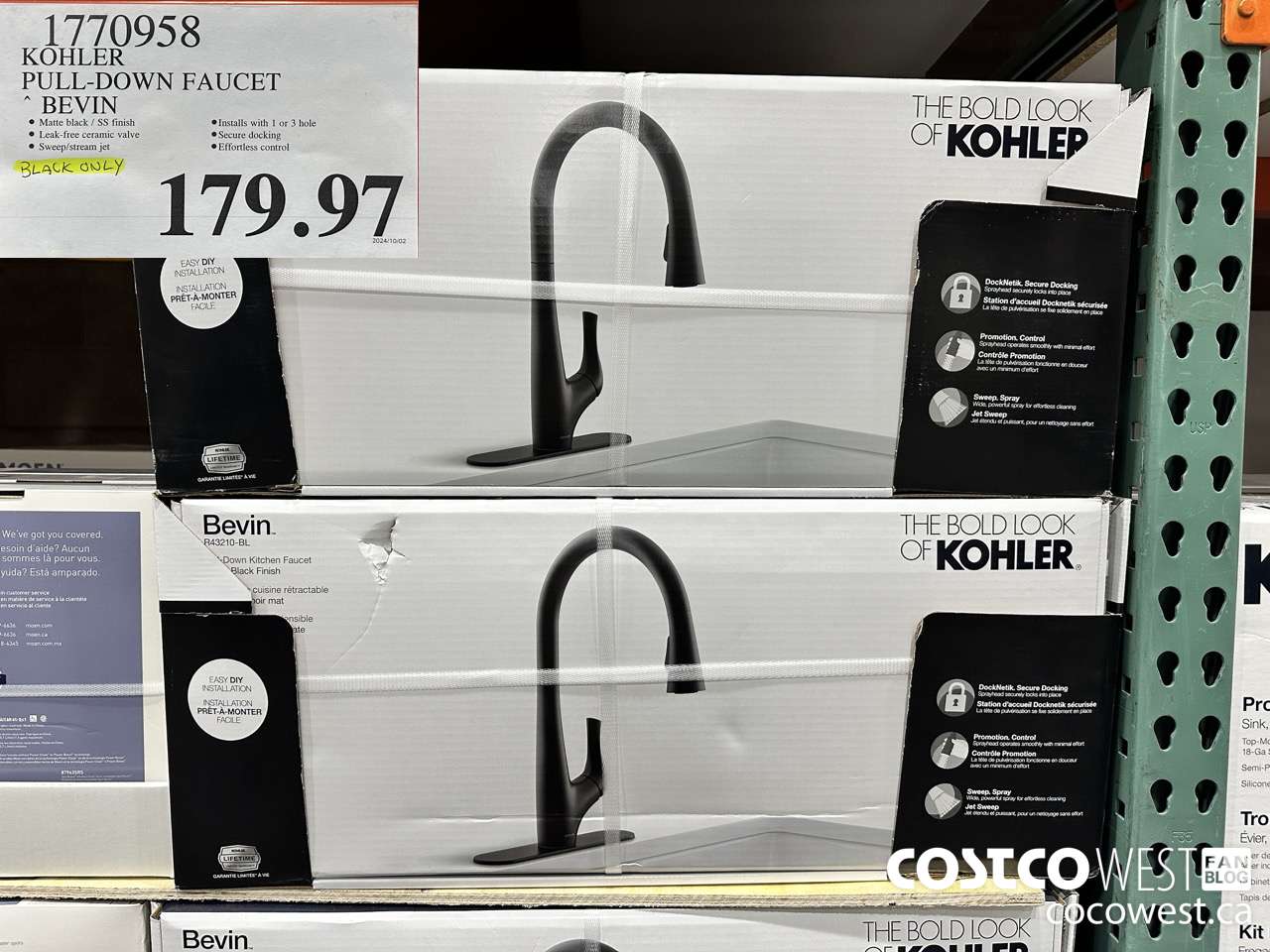 1770958 KOHLER PULL-DOWN FAUCET BEVIN $179.97