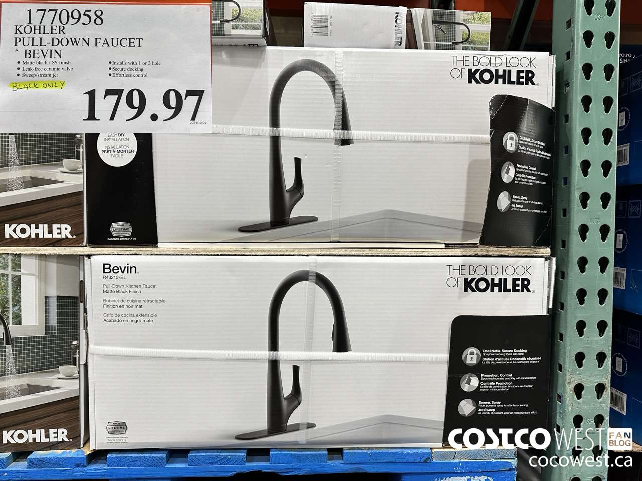 1770958 KOHLER PULL-DOWN FAUCET BEVIN $179.97