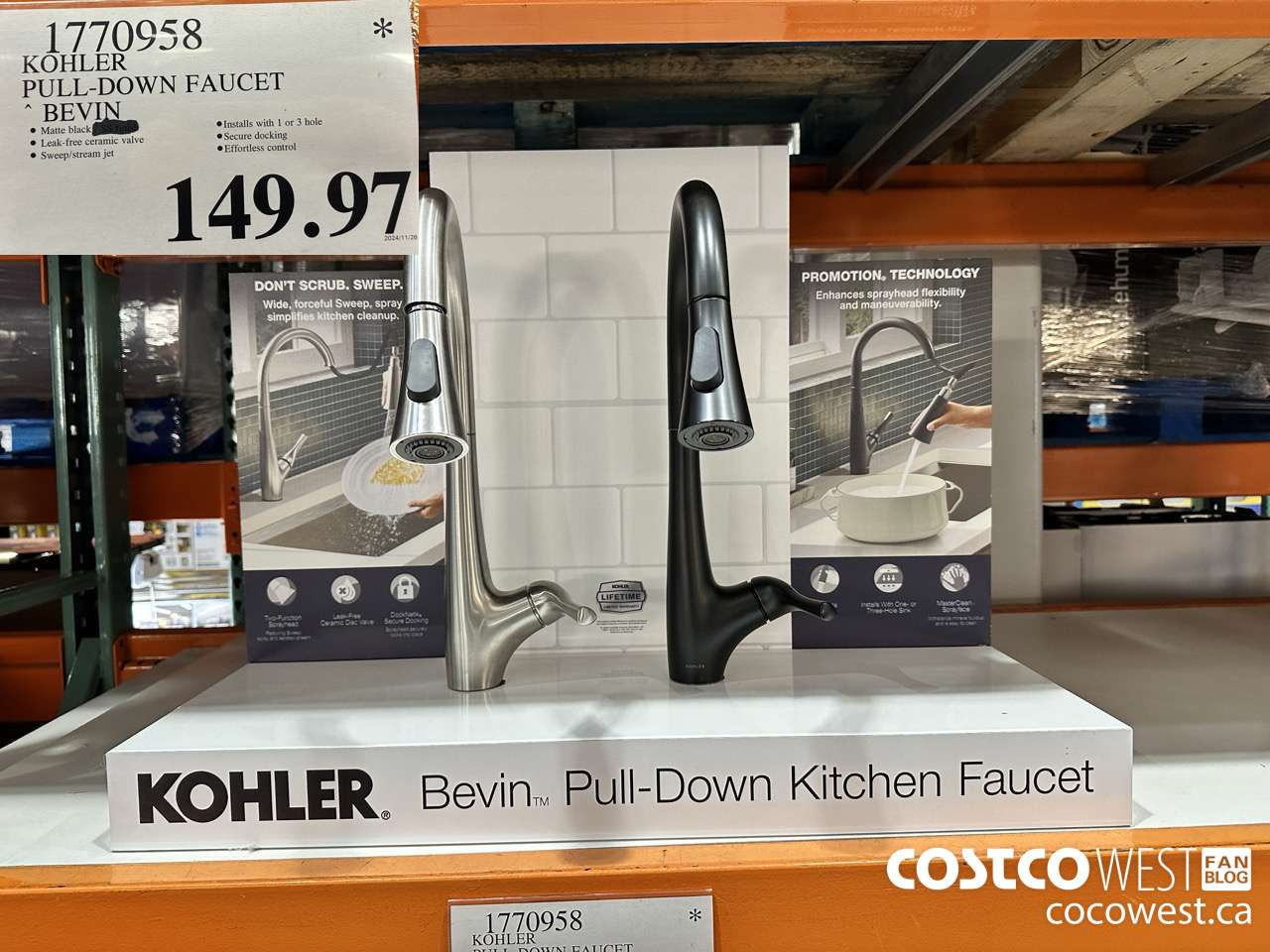 1770958 KOHLER PULL-DOWN FAUCET BEVIN $149.97