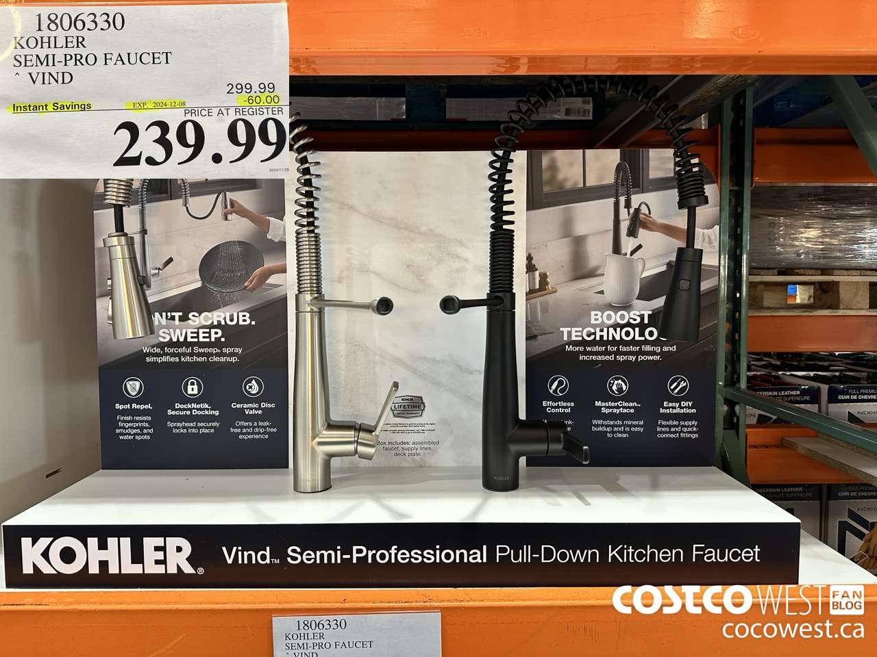 1806330 KOHLER SEMI-PRO FAUCET VIND ($60.00 INSTANT SAVINGS EXPIRES ON 2024-12-08) $239.99