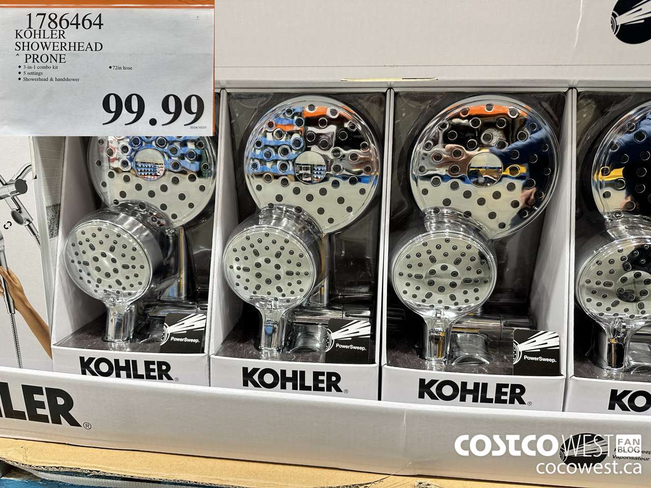 1786464 KOHLER SHOWERHEAD PRONE $99.99