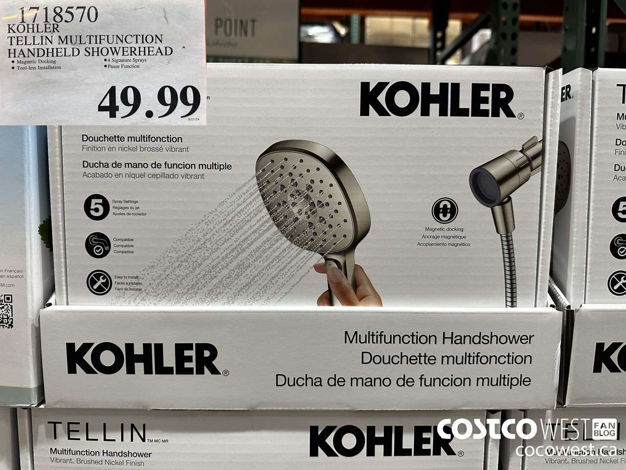 1718570 KOHLER TELLING MULTIFUNCTION HANDHELD SHOWERHEAD $49.99
