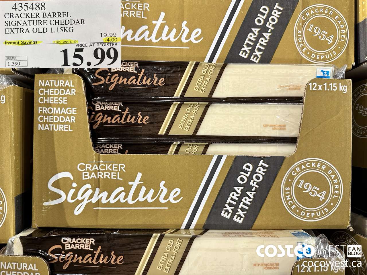 435488 KRAFT EXTRA OLD CHEDDAR 1.15 KG ($4.00 INSTANT SAVINGS EXPIRES ON 2024-11-10) $15.99