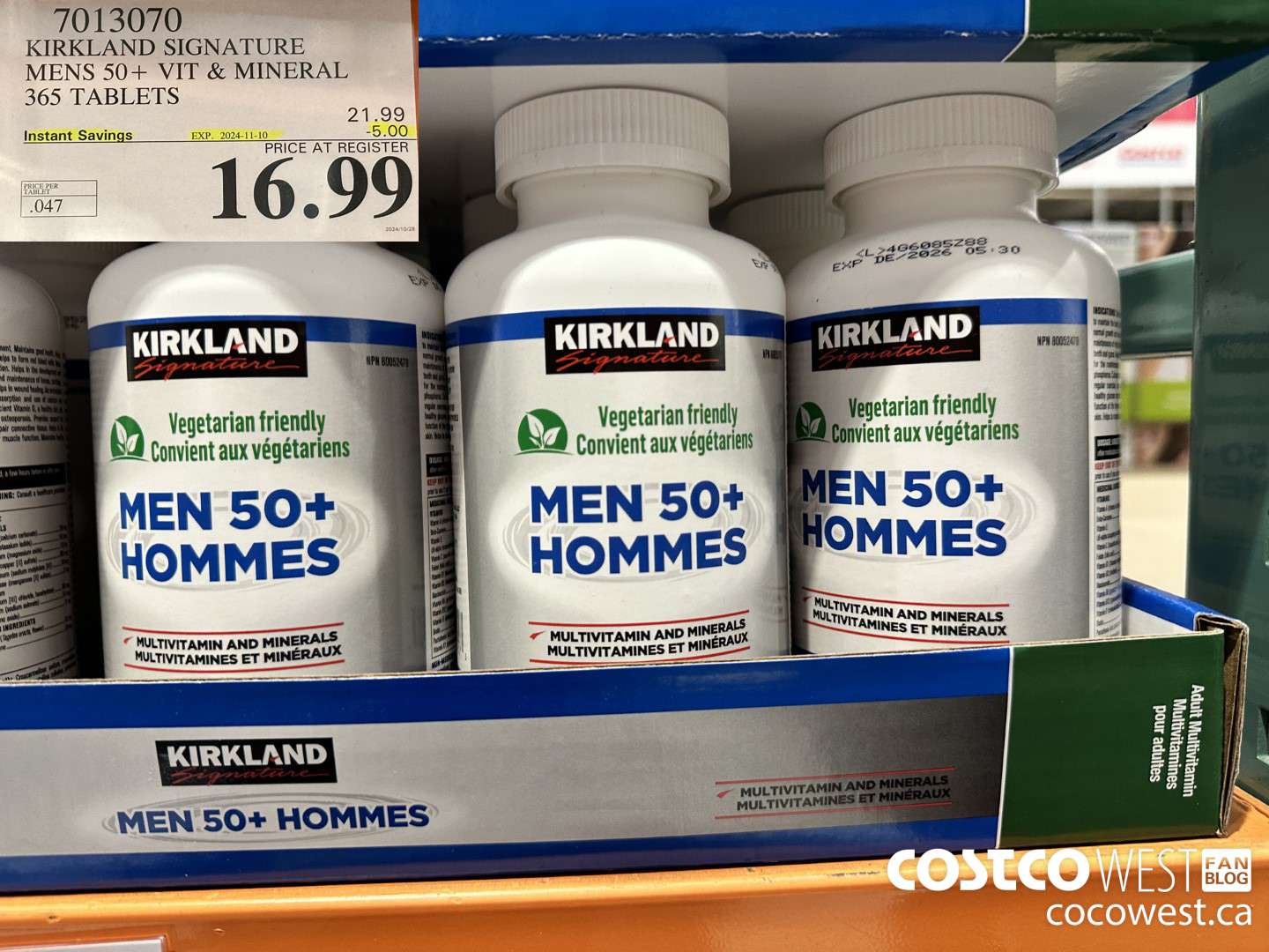 7013070 KS MENS 50+ MULTIVITAMIN & MINERAL 365 TABLETS ($5.00 INSTANT SAVINGS EXPIRES ON 2024-11-10) $16.99