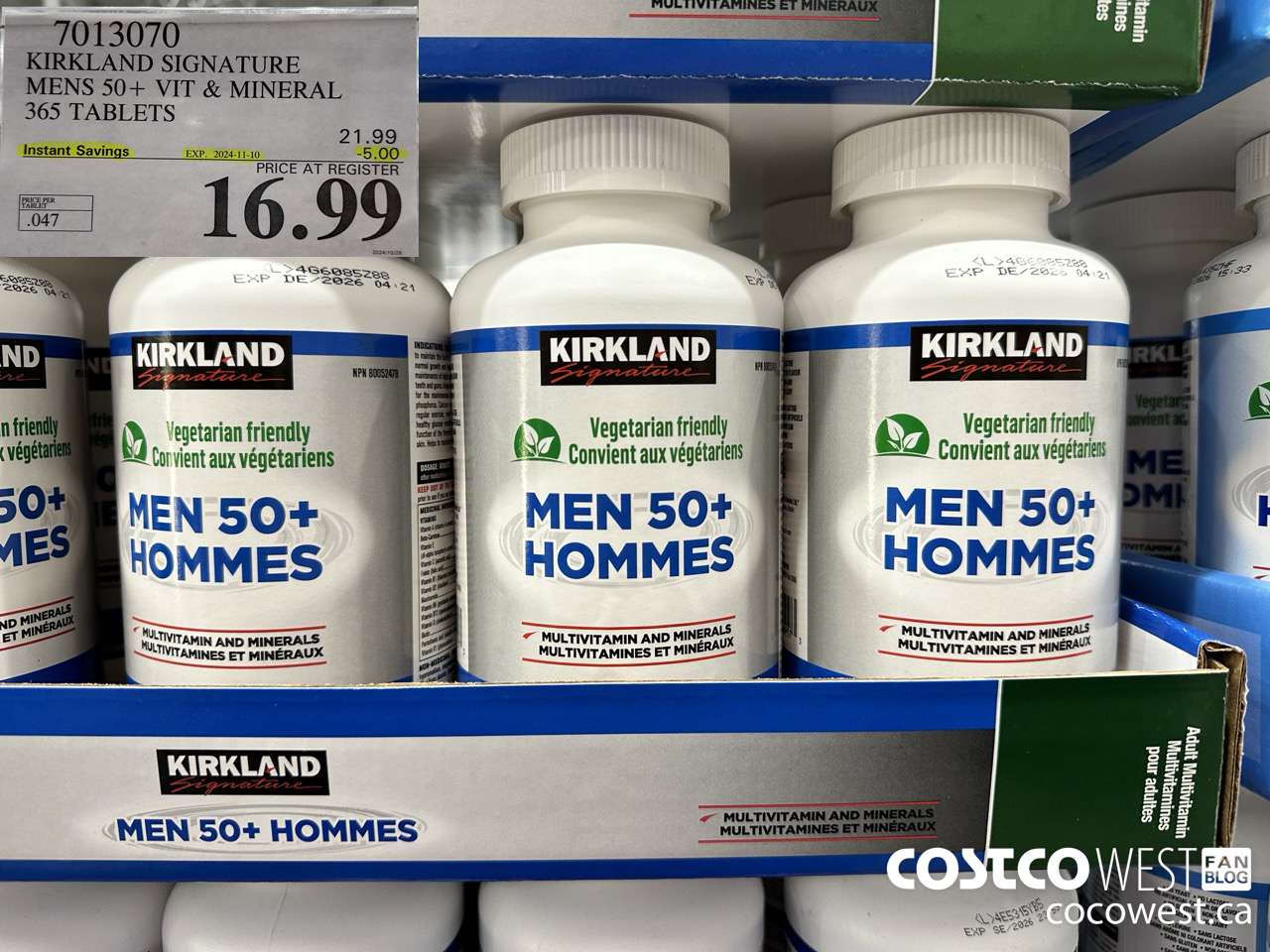 7013070 KS MENS 50+ MULTIVITAMIN & MINERAL 365 TABLETS ($5.00 INSTANT SAVINGS EXPIRES ON 2024-11-10) $16.99