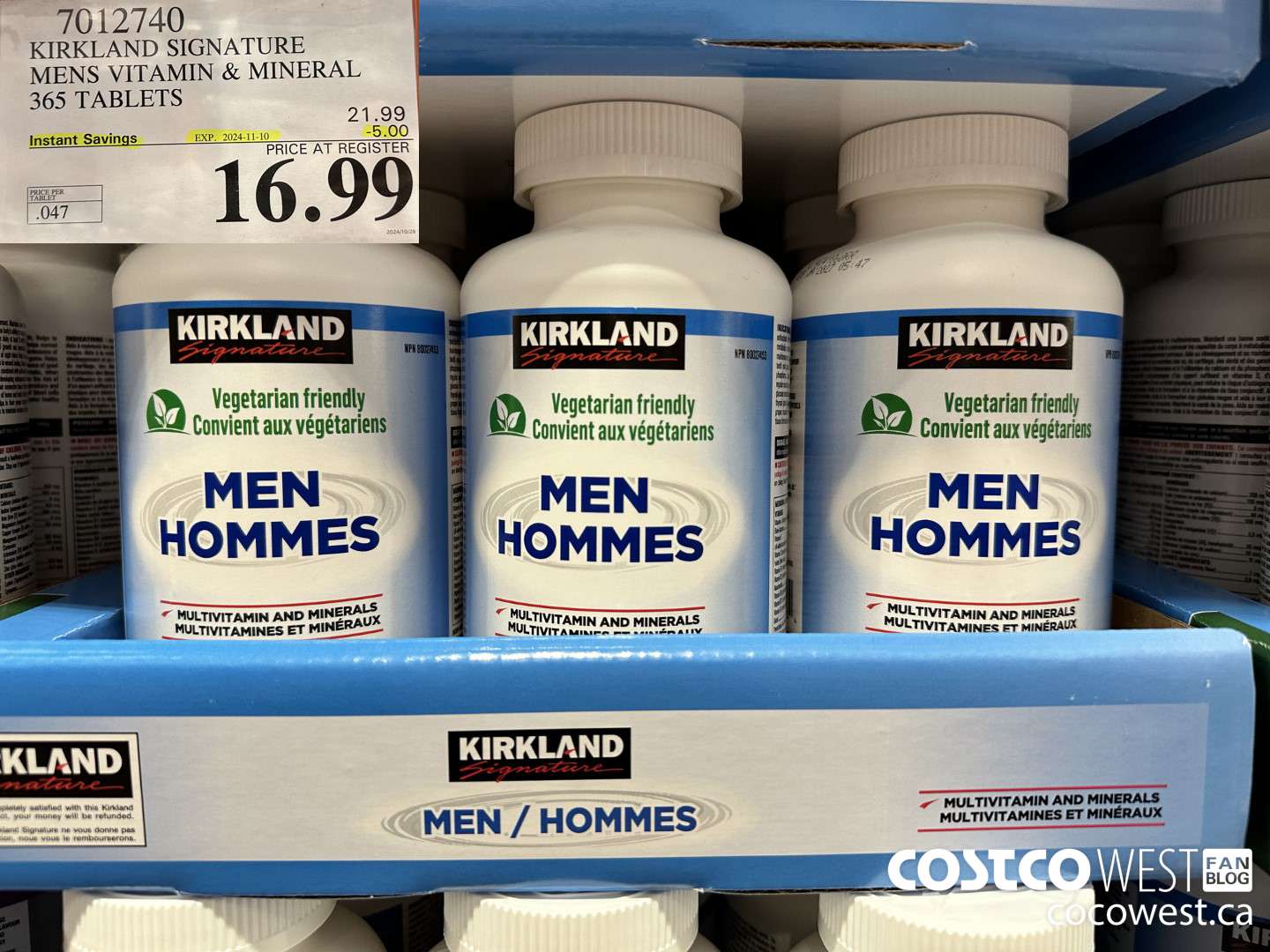 7012740 KS MEN MULTIVITAMIN & MINERAL 365 TABLETS ($5.00 INSTANT SAVINGS EXPIRES ON 2024-11-10) $16.99