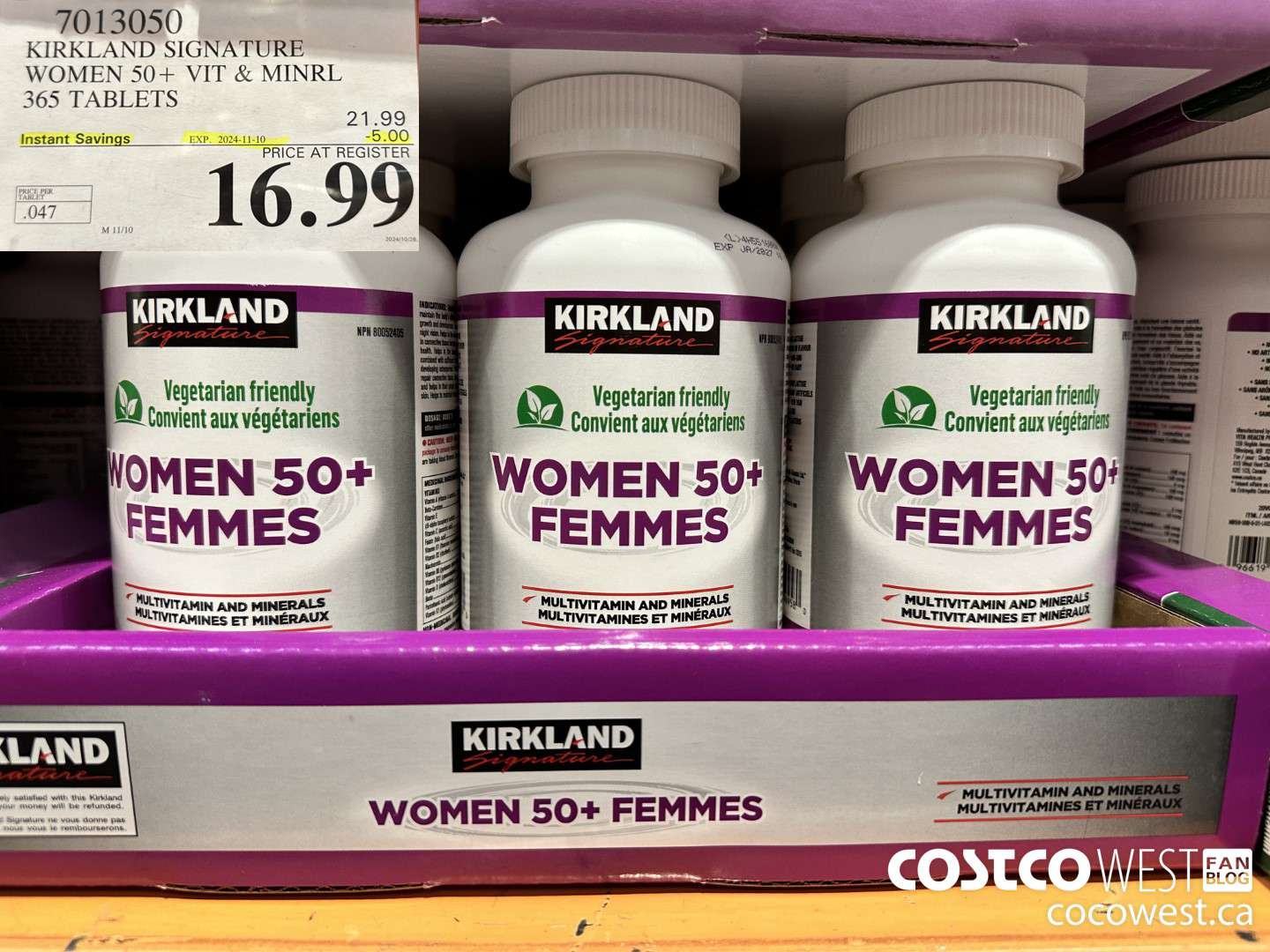 7013050 KS WOMEN 50+ MULTIVITAMIN & MINERAL 365 TABLETS  ($5.00 INSTANT SAVINGS EXPIRES ON 2024-11-10) $16.99