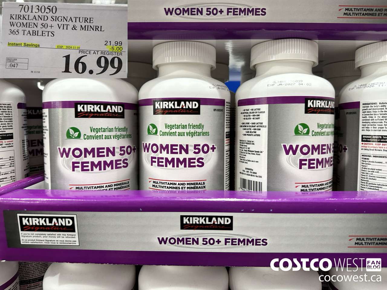 7013050 KS WOMEN 50+ MULTIVITAMIN & MINERAL 365 TABLETS  ($5.00 INSTANT SAVINGS EXPIRES ON 2024-11-10) $16.99