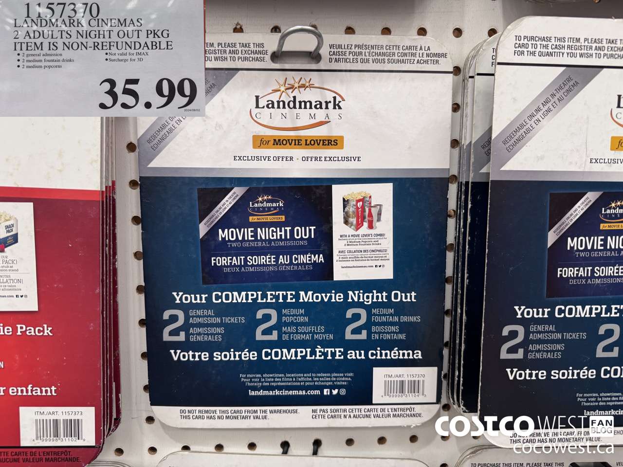 1157370 LANDMARK CINEMAS NIGHT OUT PACKAGE 2 ADULTS MOVIE PACKAGE $35.99