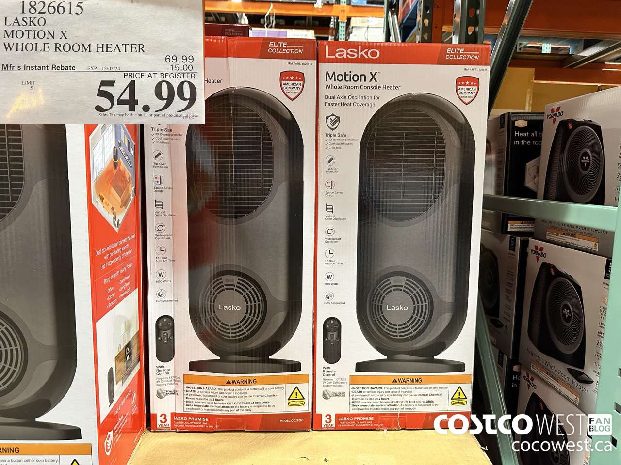 1826615 LASKO MOTION X WHOLE ROOM HEATER ($15.00 INSTANT SAVINGS EXPIRES ON 2024-12-02) $54.99
