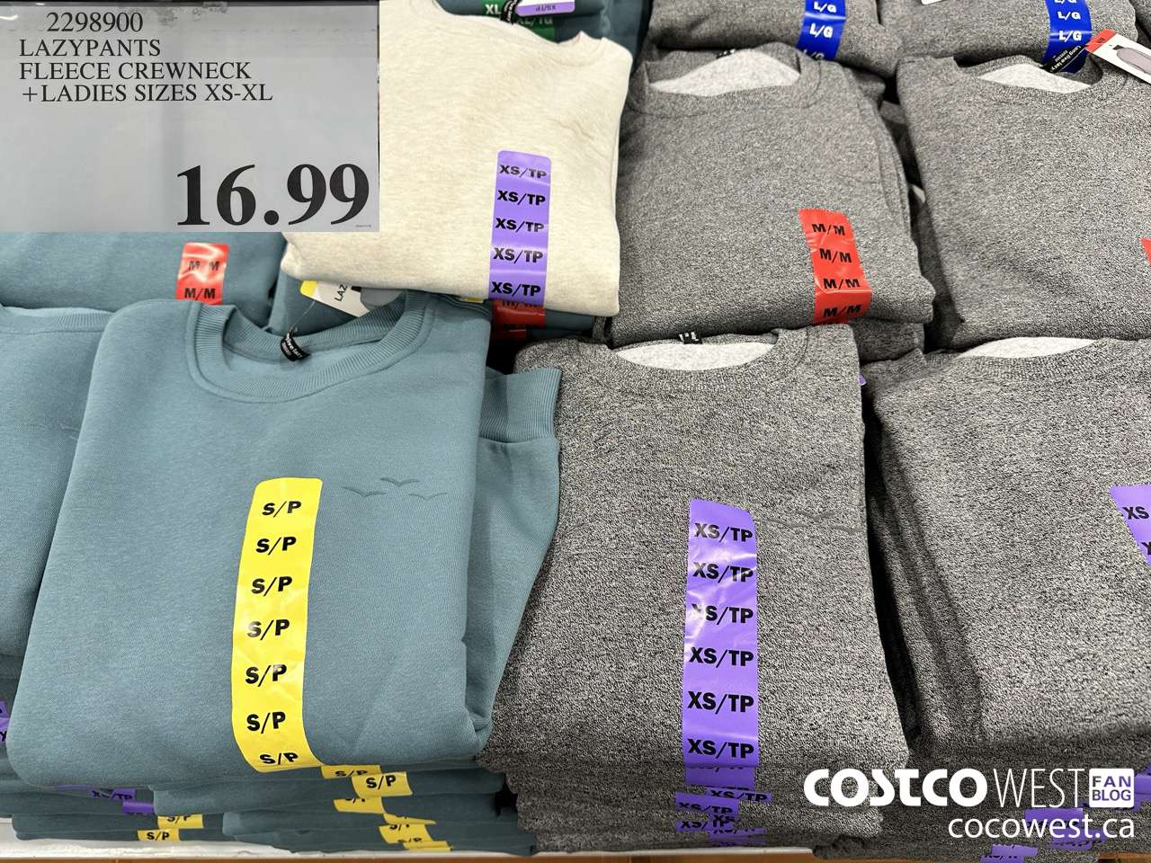 2298900 LAZYPANTS FLEECE CREWNECK LADIES SIZES XS-XL $16.99