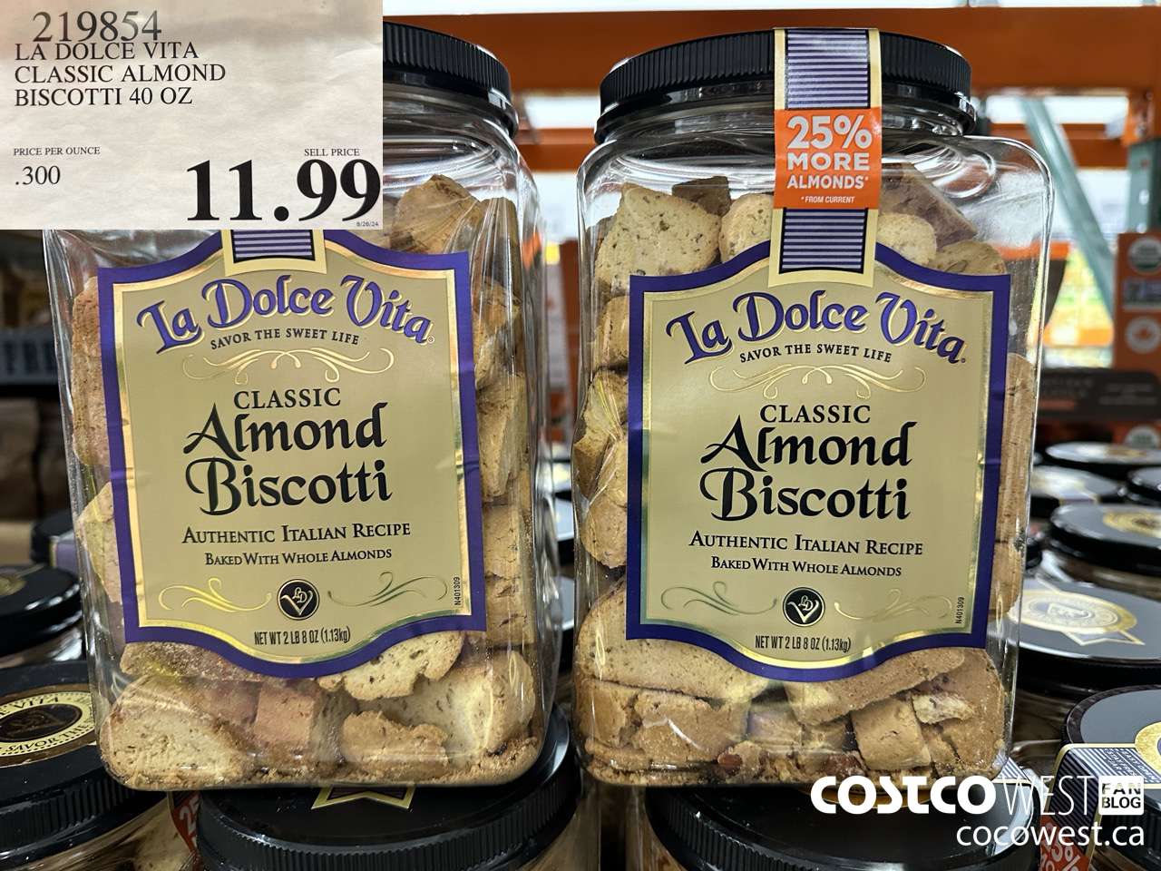 219854 LA DOLCE VITA CLASSIC ALMOND BISCOTTI 40 OZ $11.99