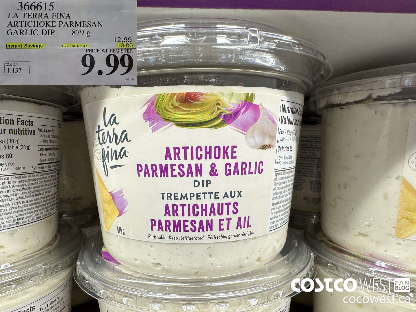 366615 LA TERRA FINA ARTICHOKE PARMESAN GARLIC DIP 879g ($3.00 INSTANT SAVINGS EXPIRES ON 2024-11-17) $9.99