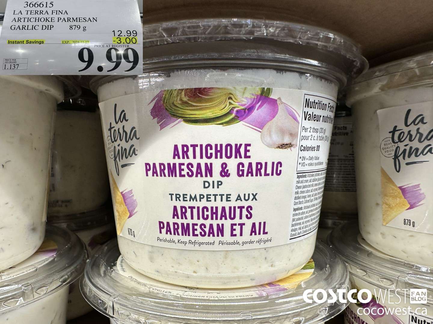 366615 LA TERRA FINA ARTICHOKE PARMESAN GARLIC DIP 879g ($3.00 INSTANT SAVINGS EXPIRES ON 2024-11-17) $9.99