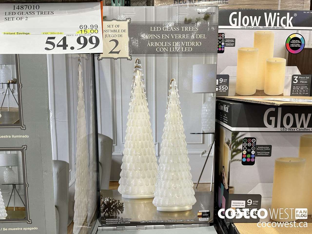 1487010 LED GLASS TREES SET OF 2 INDOOR ONLY ($15.00 INSTANT SAVINGS EXPIRES ON 2024-12-01) $54.99