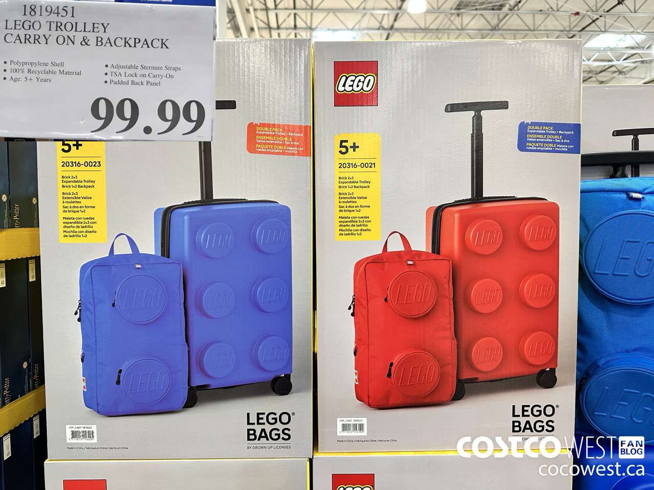 1819451 LEGO TROLLEY CARRY ON & BACKPACK $99.99