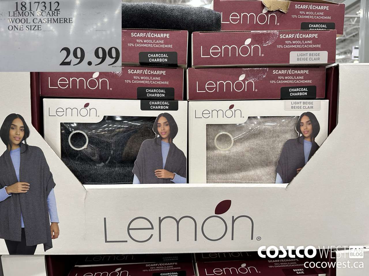 1817312 LEMON SCARF WOOL CASHMERE ONE SIZE $29.99