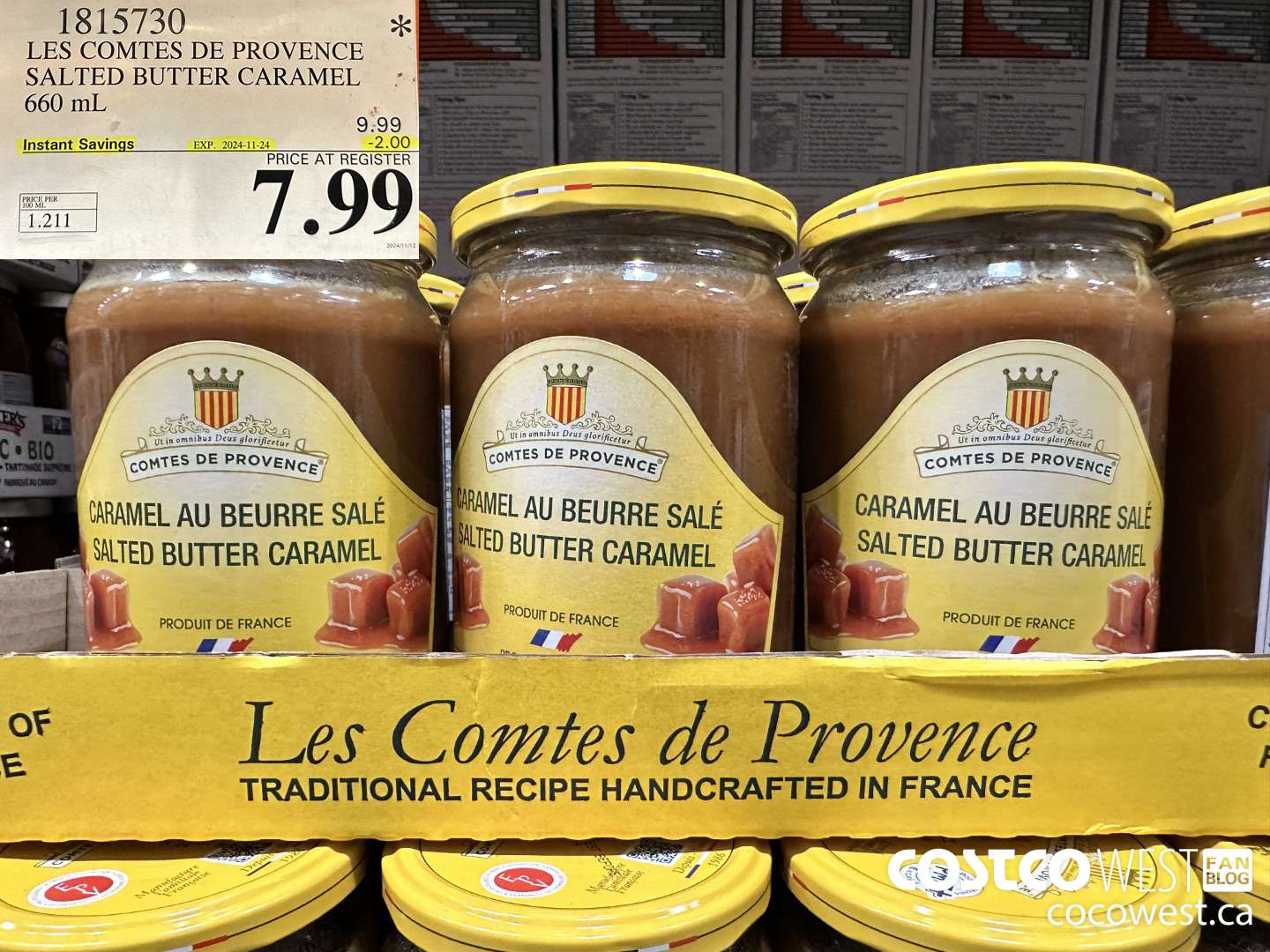1815730 LES COMTES DE PROVENCE SALTED BUTTER CARAMEL 660ML ($2.00 INSTANT SAVINGS EXPIRES ON 2024-11-24) $7.99