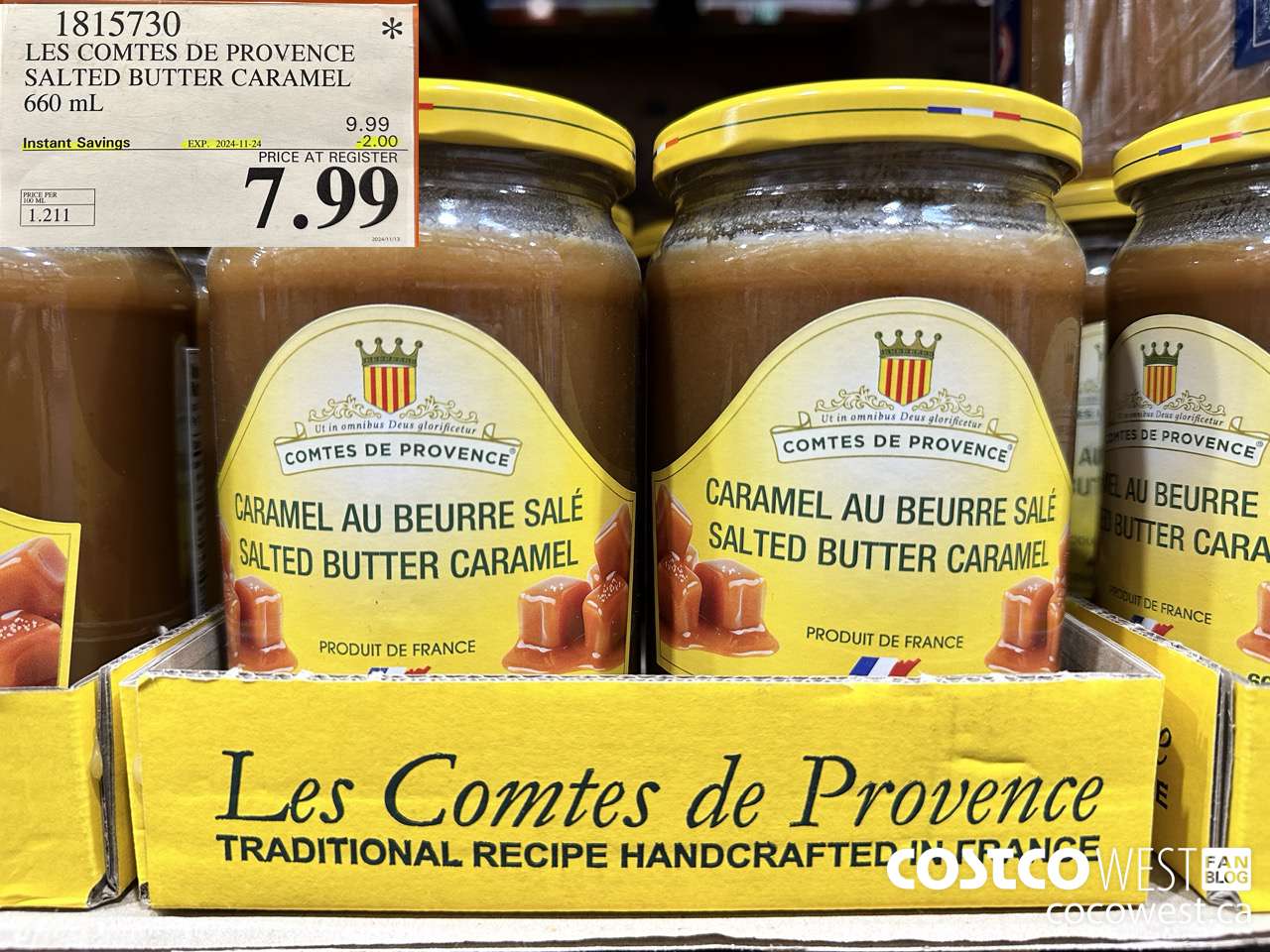 1815730 LES COMTES DE PROVENCE SALTED BUTTER CARAMEL 660ML ($2.00 INSTANT SAVINGS EXPIRES ON 2024-11-24) $7.99