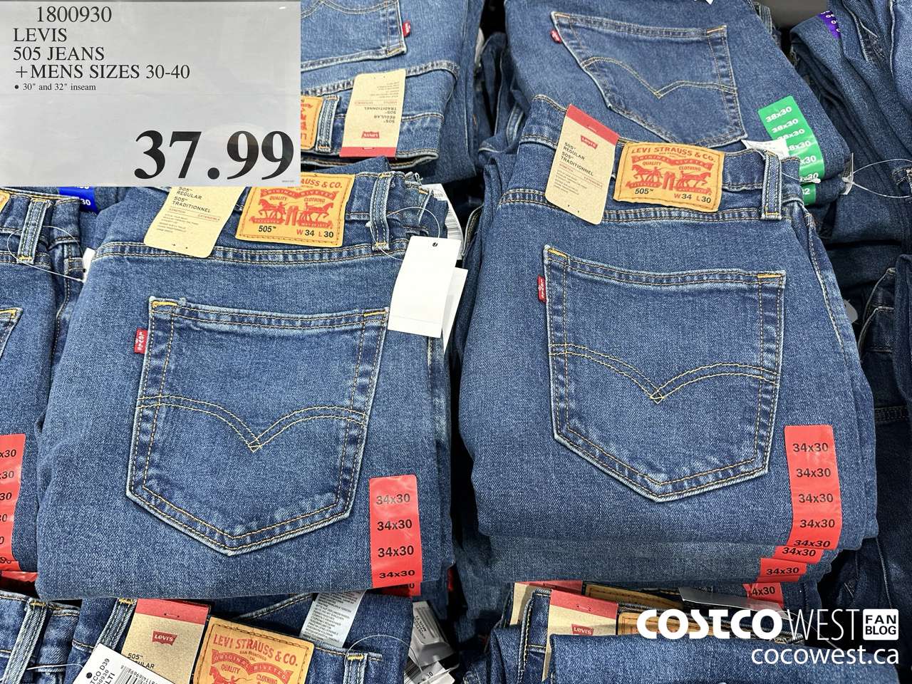 1800930 LEVIS 505 JEANS MENS SIZES 30-40 $37.99