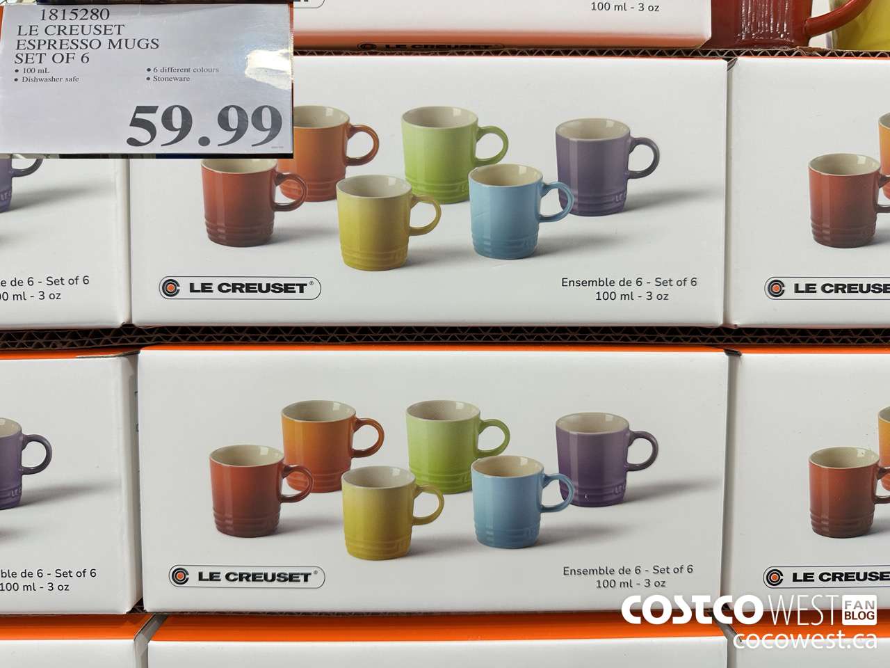 1815280 LE CREUSET ESPRESSO MUGS SET OF 6 $59.99