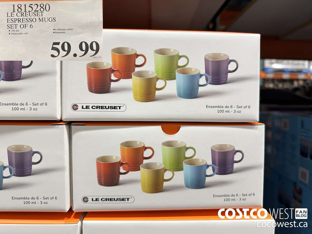 1815280 LE CREUSET ESPRESSO MUGS SET OF 6 $59.99