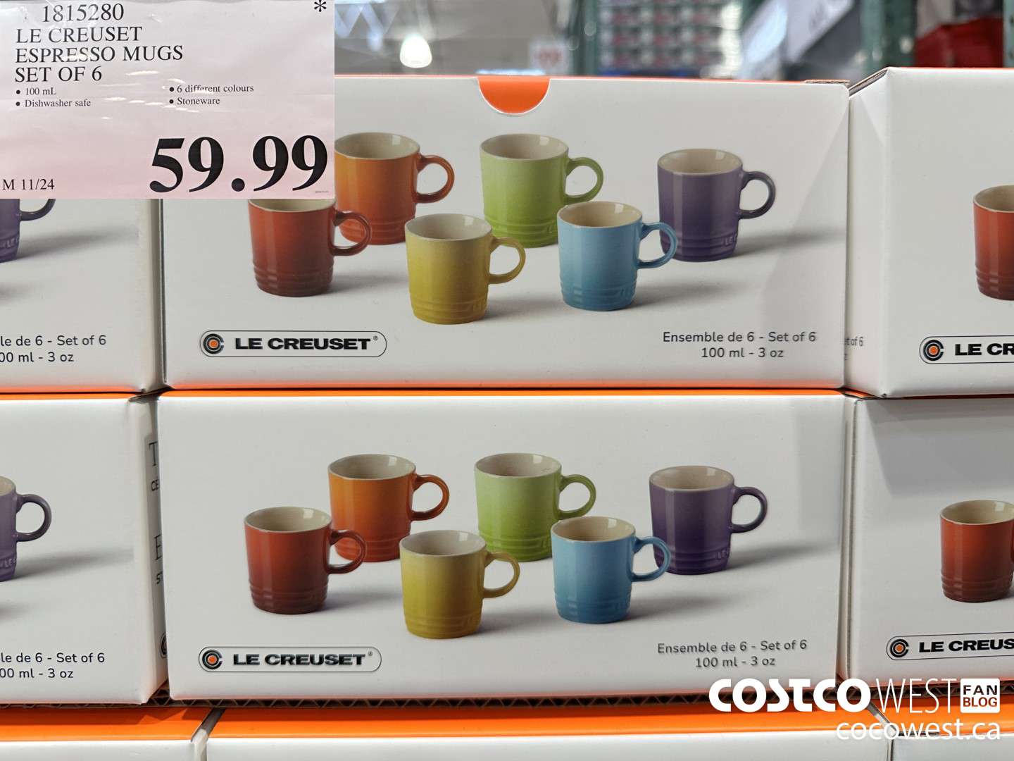 1815280 LE CREUSET ESPRESSO MUGS SET OF 6 $59.99