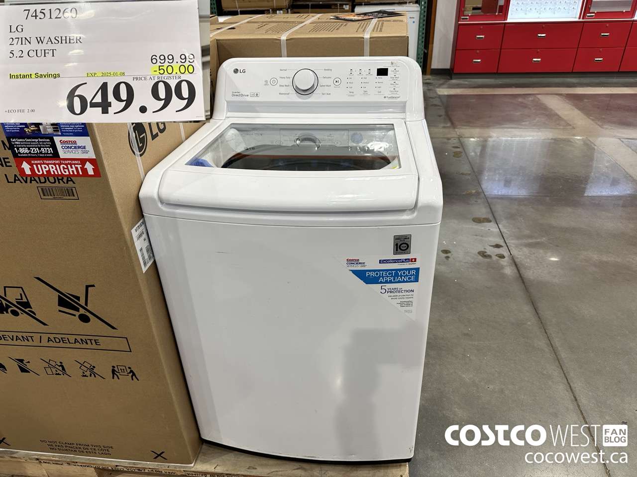 7451260 LG 27IN WASHER 5.2 CUFT ($50.00 INSTANT SAVINGS EXPIRES ON 2025-01-08) $649.99