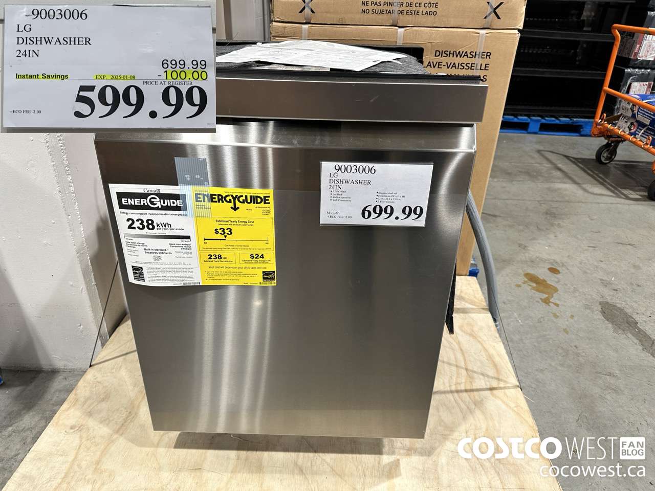 9003006 LG DISHWASHER 24IN ($100.00 INSTANT SAVINGS EXPIRES ON 2025-01-08) $599.99