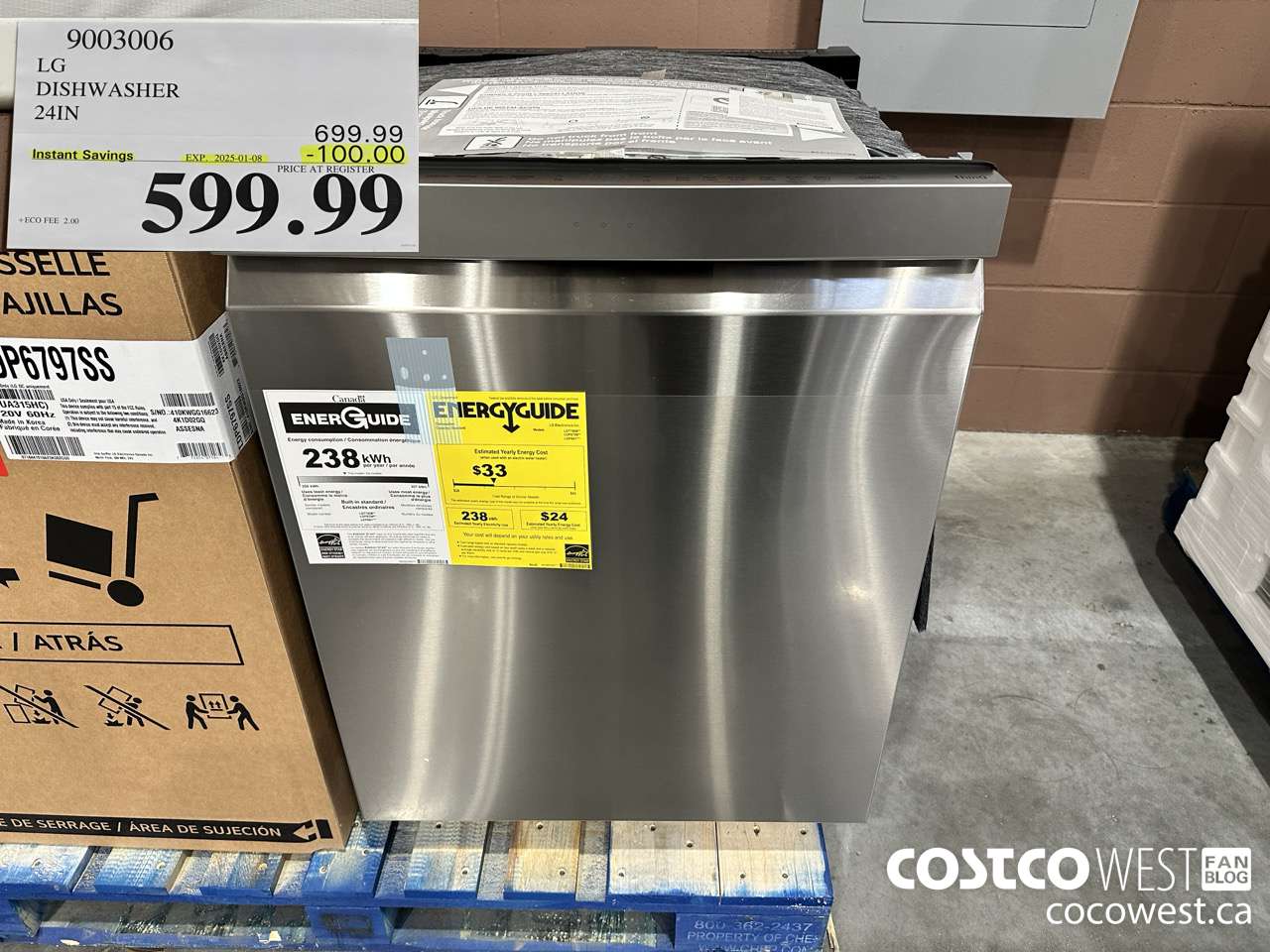 9003006 LG DISHWASHER 24IN ($100.00 INSTANT SAVINGS EXPIRES ON 2025-01-08) $599.99
