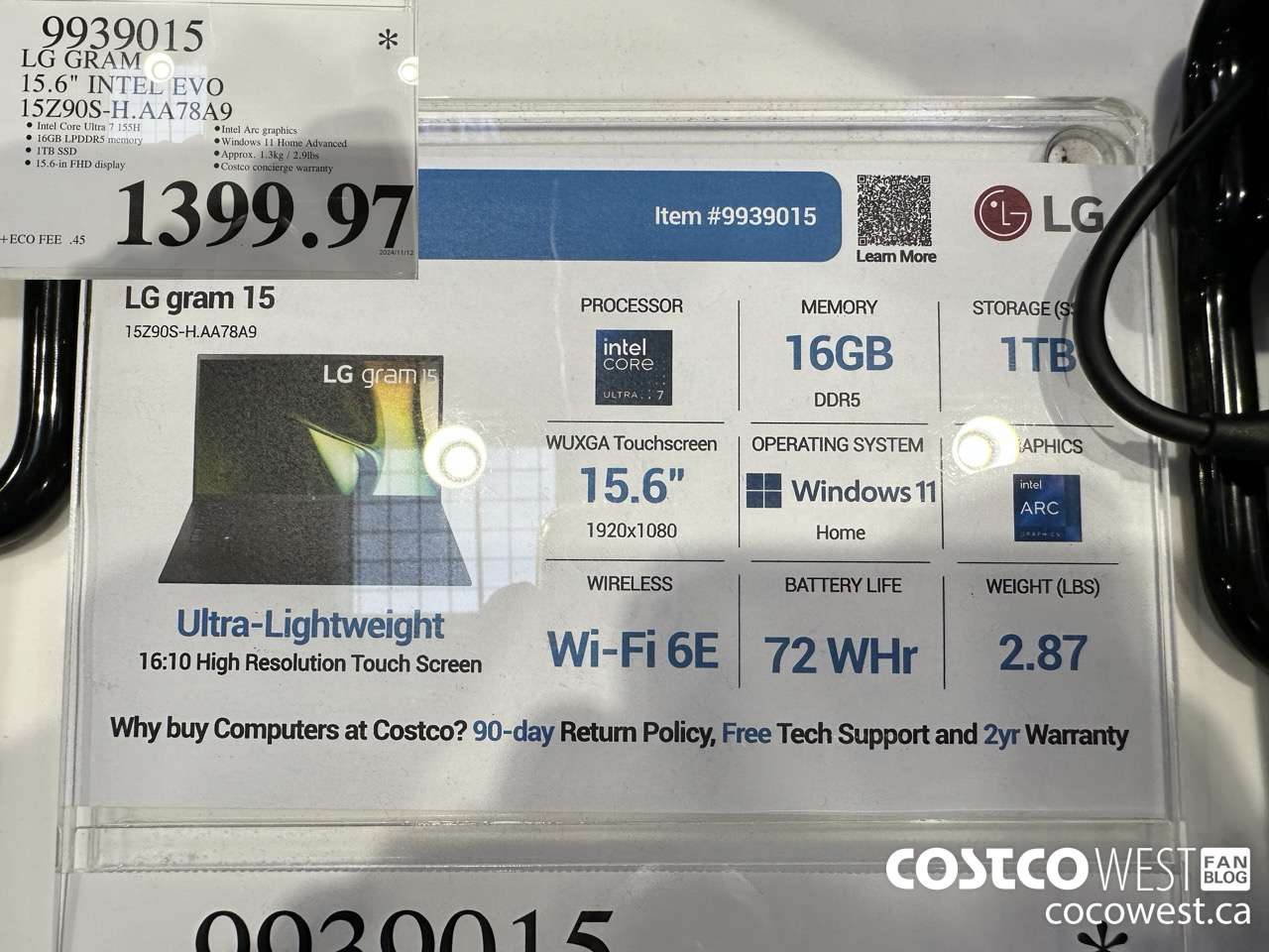 9939015 LG GRAM 15.6
