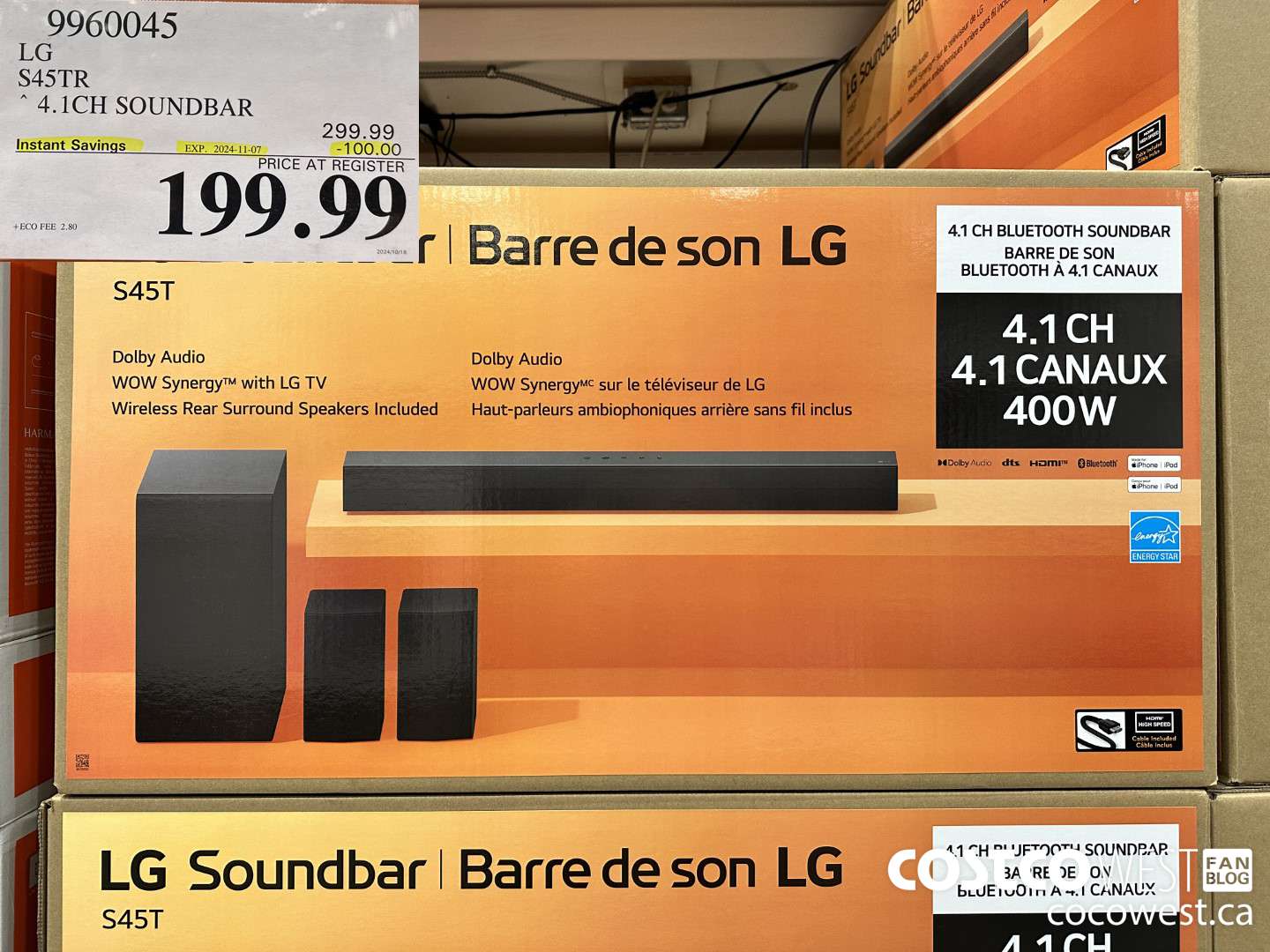 9960045 LG S45TR 4.1CH SOUNDBAR ($100.00 INSTANT SAVINGS EXPIRES ON 2024-11-07) $199.99