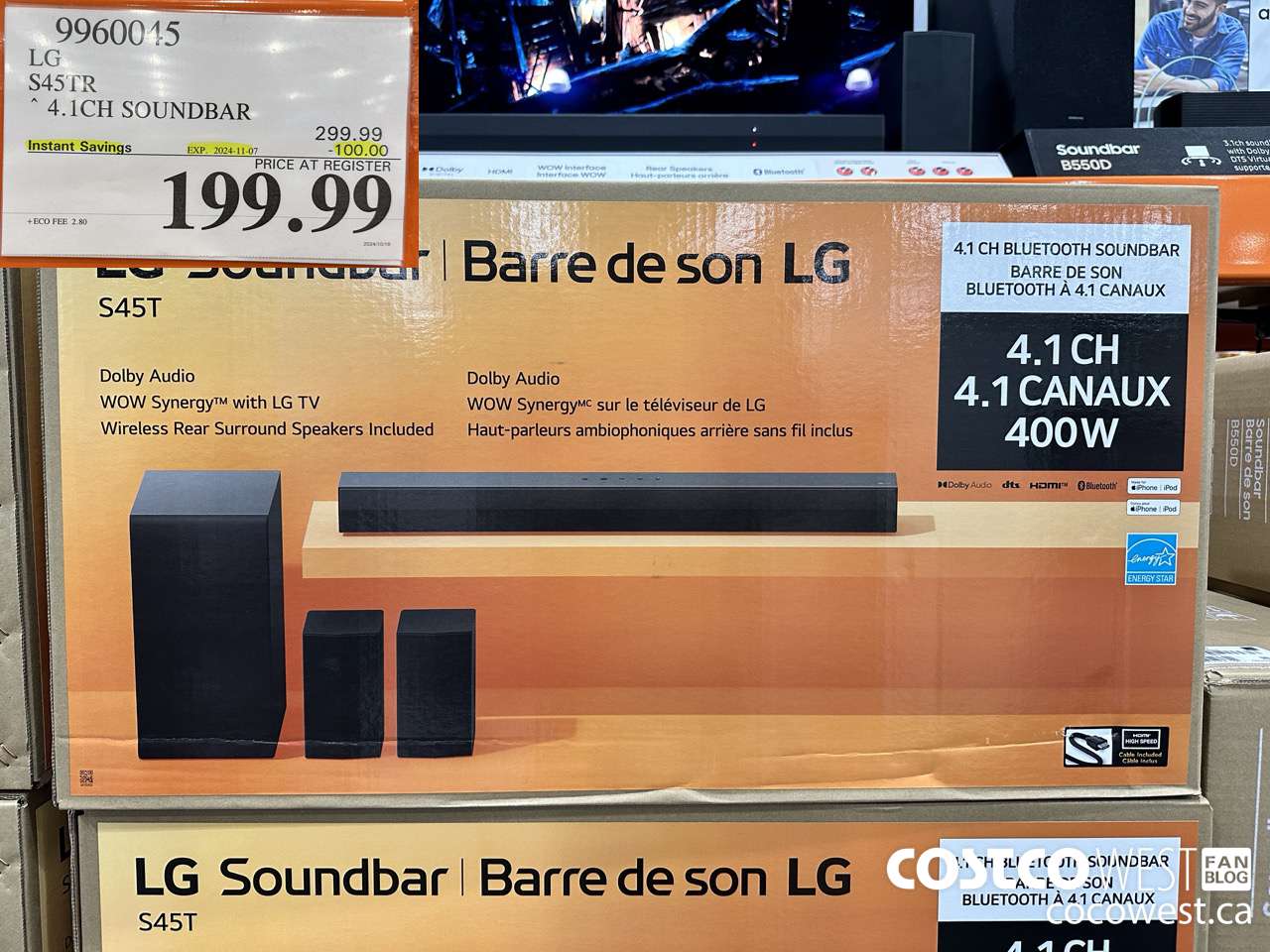9960045 LG S45TR 4.1CH SOUNDBAR ($100.00 INSTANT SAVINGS EXPIRES ON 2024-11-07) $199.99