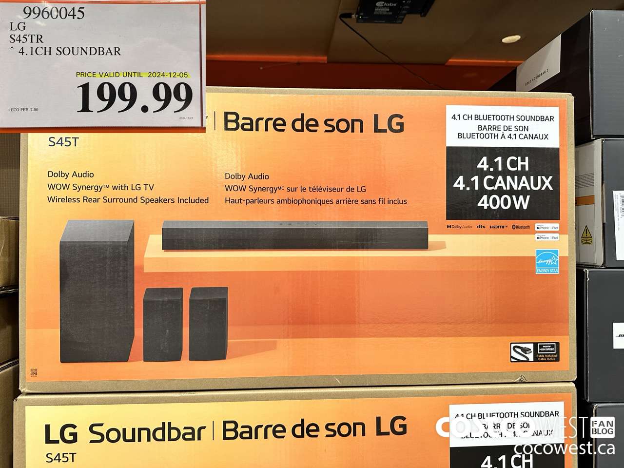 9960045 LG S45TR 4.1CH SOUNDBAR (EXPIRES ON 2024-12-05) $199.99