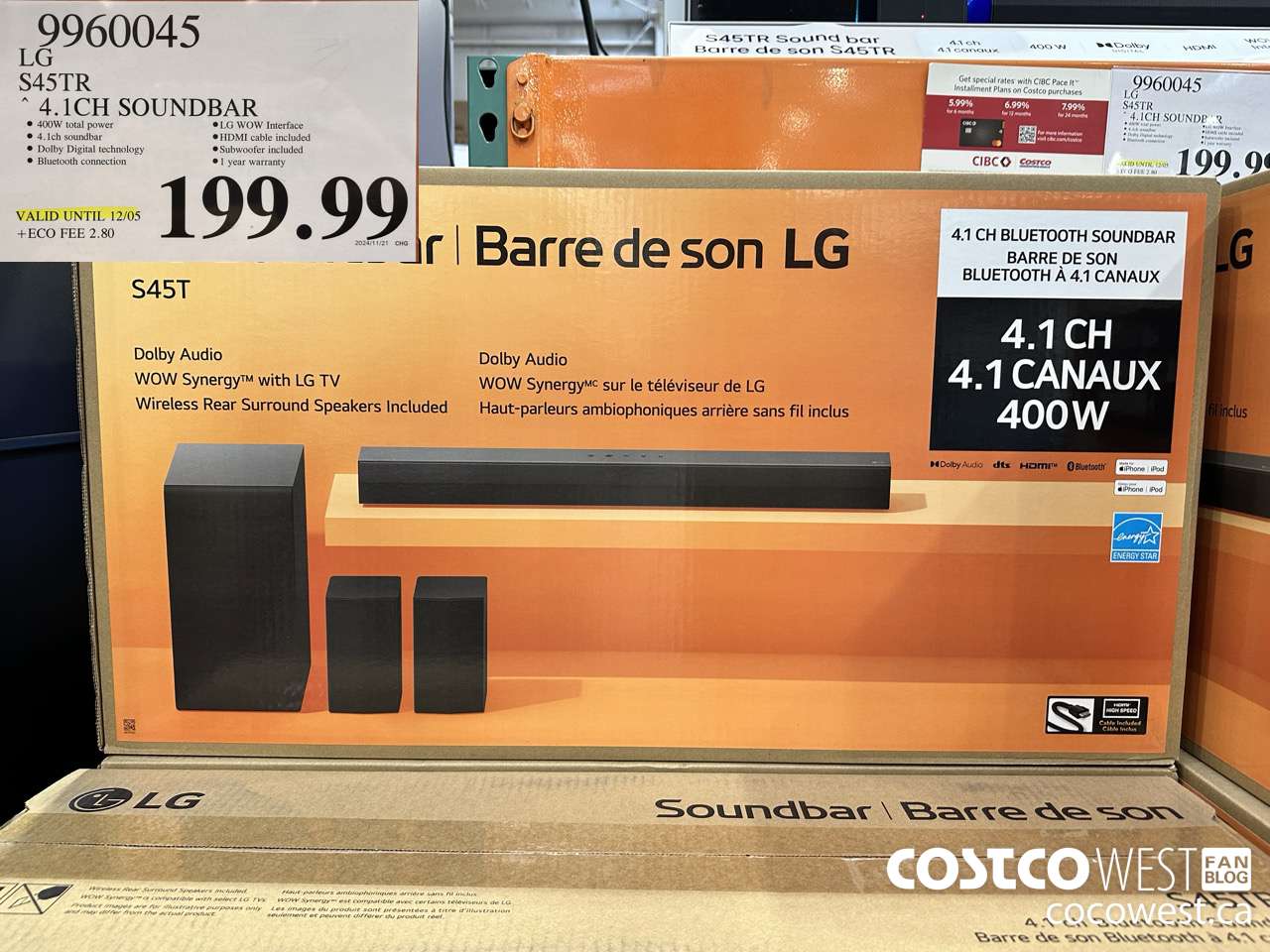 9960045 LG S45TR 4.1CH SOUNDBAR (EXPIRES ON 2024-12-05) $199.99