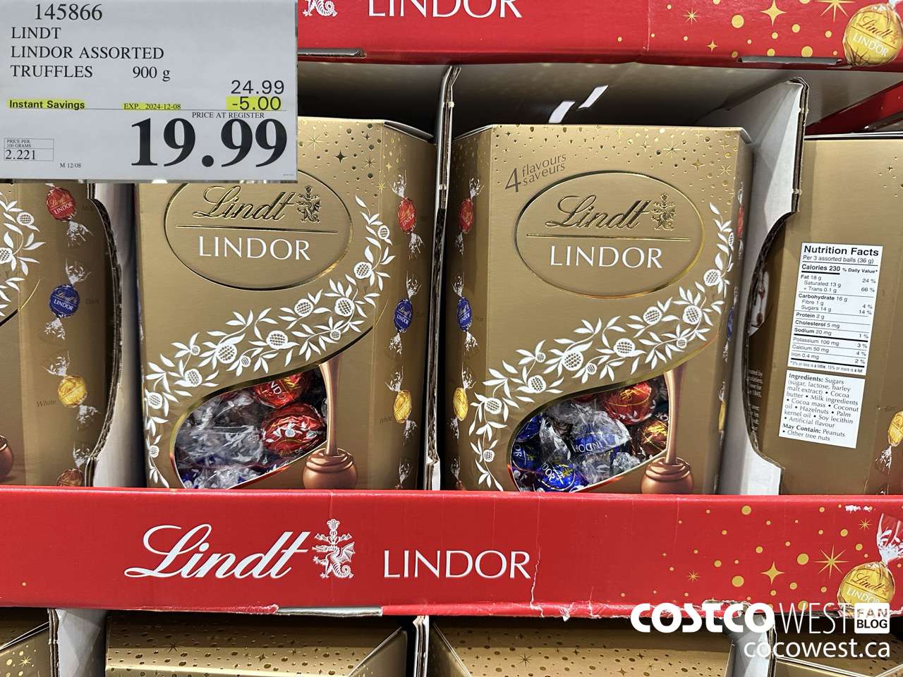 145866 LINDT LINDOR ASSORTED TRUFFLES 900g ($5.00 INSTANT SAVINGS EXPIRES ON 2024-12-08) $19.99