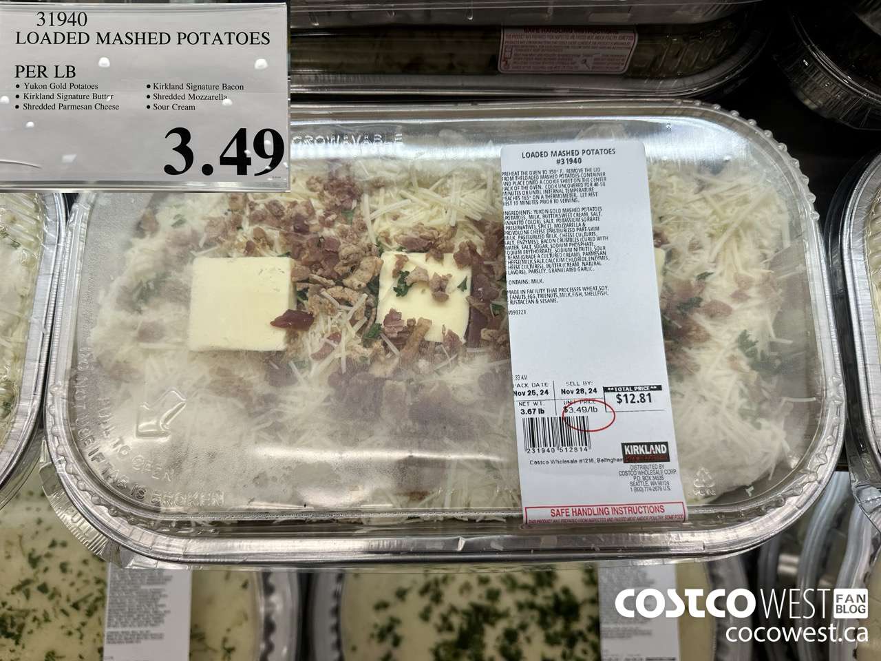 31940 LOADED MASHED POTATOES PER LB $3.49