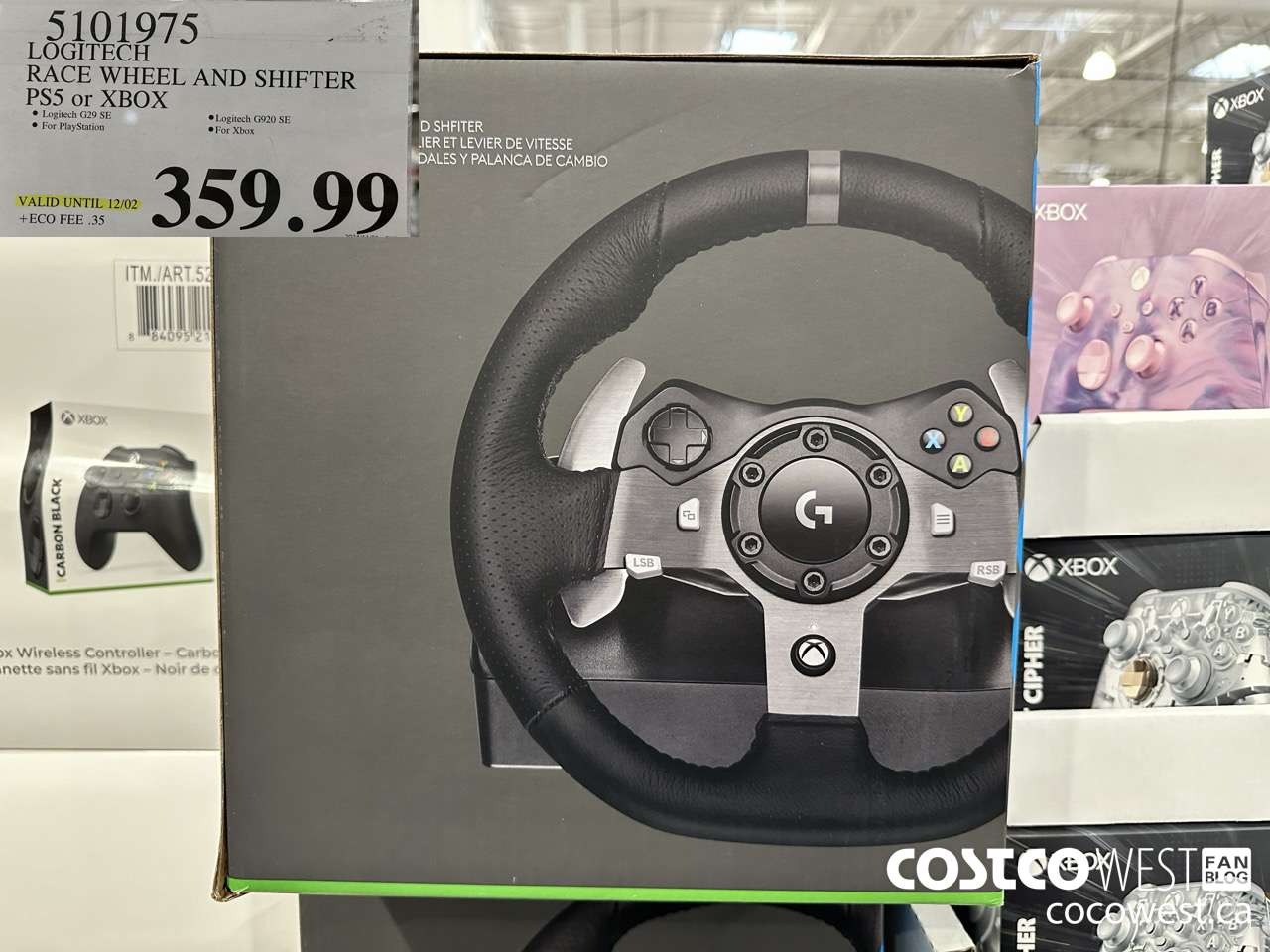 5101975 LOGITECH RACE WHEEL AND SHIFTER PS5 OR XBOX (EXPIRES ON 2024-12-02) $359.99