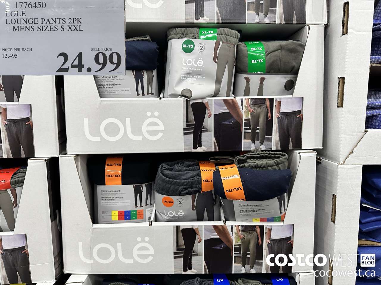 1776450 LOLE LOUNGE PANT 2PK MENS SIZES S-XXL $24.99